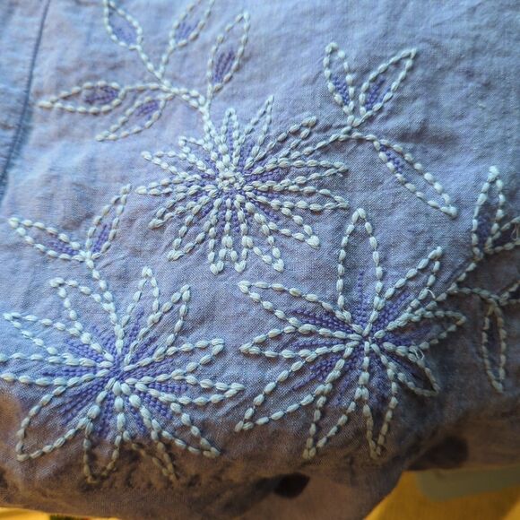 Two Star Dog TSD Linen Skirt Womens XL Purple Embroidered Layered Flare - Picture 6 of 6